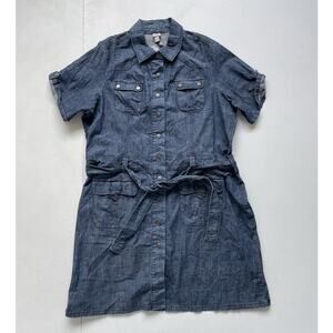 Vtg Y2K VENEZIA Blue Denim Snap Button Collared Dress / Sz 28 / Plus Size NWT